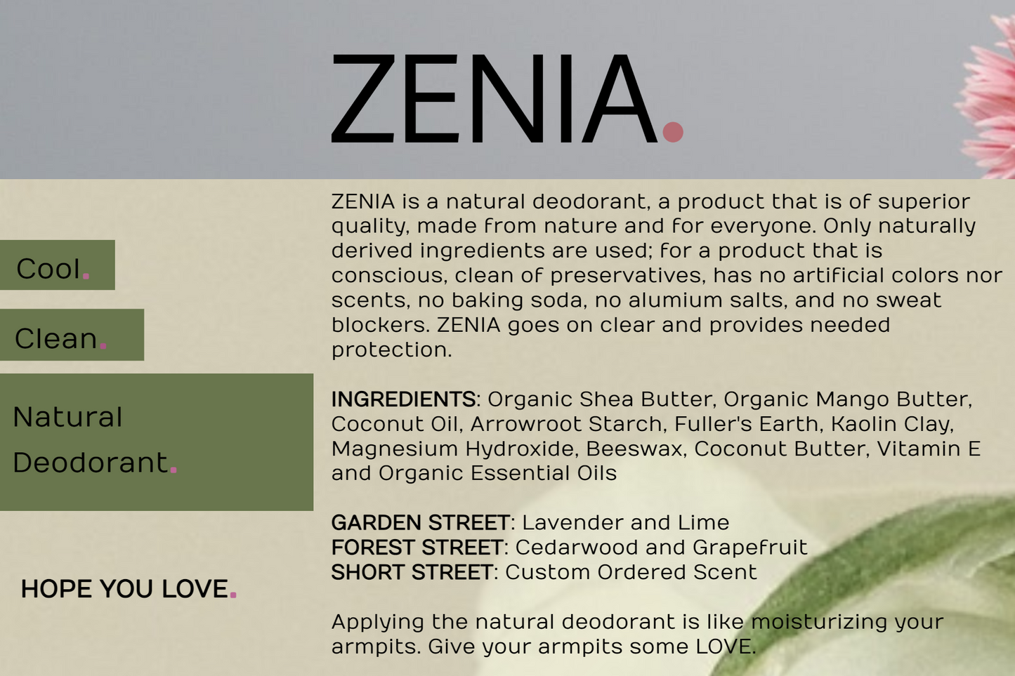 Zenia Natural Deodorant